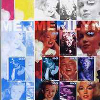 Uzbekistan 2002 Marilyn Monroe #2 imperf sheetlet containing set of 9 values (Inscribed Merilyn) the set of 5 progressive proofs comprising the 4 individual colours plus all 4-colour composite (as issued) all unmounted mint