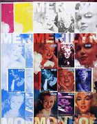 Uzbekistan 2002 Marilyn Monroe #2 imperf sheetlet containing set of 9 values (Inscribed Merilyn) the set of 5 progressive proofs comprising the 4 individual colours plus all 4-colour composite (as issued) all unmounted mint