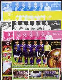 Somalia 2002 Football World Cup (Poland v Korea) large sheetlet containing 3 values, the set of 5 progressive proofs comprising the 4 individual colours plus all 4-colour composite (as issued) all unmounted mint