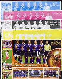 Somalia 2002 Football World Cup (Italy v Korea) large sheetlet containing 3 values, the set of 5 progressive proofs comprising the 4 individual colours plus all 4-colour composite (as issued) all unmounted mint