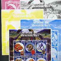Benin 2002 World of Dinosaurs (& Minerals) imperf sheetlet containing set of 6 values each with Scout Logo, the set of 5 progressive proofs comprising the 4 individual colours plus all 4-colour composite (as issued) all unmounted mint