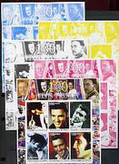 Benin 2002 Birth Centenary of Walt Disney imperf sheetlet containing 6 values showing Elvis (with Disney in borders), the set of 5 progressive proofs comprising the 4 individual colours plus all 4-colour composite (as issued) all unmounted mint