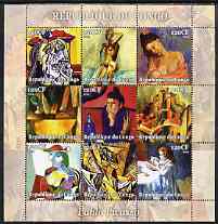 Congo 2004 Paintings by Pablo Picasso perf sheetlet containing 9 values unmounted mint