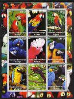 Congo 2002 Parrots perf sheetlet containing 9 values unmounted mint