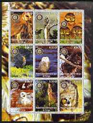 Congo 2002 Owls perf sheetlet containing 9 values each with Rotary Logo unmounted mint
