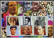 Somalia 2001 Icons of the 20th Century #01 - Elvis & Marilyn perf sheetlet containing 6 values with Churchill, Queen Mother, Luther King & Satchmo in background fine cto used