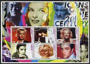 Somalia 2001 Icons of the 20th Century #02 - Elvis & Marilyn perf sheetlet containing 6 values with John Wayne in background fine cto used