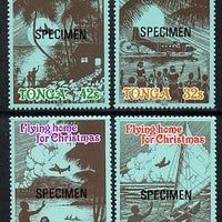 Tonga 1989 Christmas (Flying Home) set of 4 opt'd SPECIMEN unmounted mint, as SG 1059-62