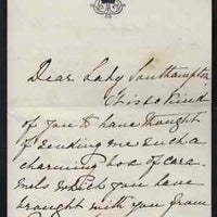 Great Britain 1880 Handwritten letter from PRINCESS BEATRICE on monogrammed note-paper sent from Osborne House thanking Lady Southampton her for a box of caramels brought back from Paris.,The Princess wrote '.. and I can assure yo……Details Below