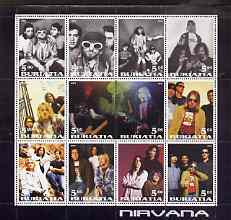 Buriatia Republic 2001 Nirvana perf sheetlet containing 12 values unmounted mint
