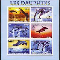 Congo 2003 Dolphins imperf sheetlet #02 (horiz stamps) containing 6 values each with Rotary Logo, unmounted mint
