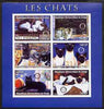 Congo 2003 Domestic Cats imperf sheetlet #02 (blue border) containing 6 values each with Rotary Logo, unmounted mint