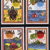 Tonga 1991 Heilala Week set of 4 opt'd SPECIMEN (Turtle, Fish & Fruit), as SG 1130-33 unmounted mint*