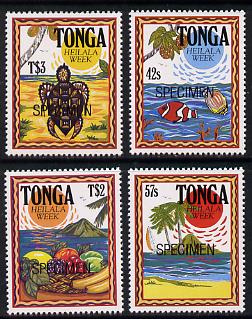 Tonga 1991 Heilala Week set of 4 opt'd SPECIMEN (Turtle, Fish & Fruit), as SG 1130-33 unmounted mint*