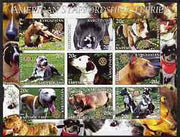 Kyrgyzstan 2004 Dogs - American Staffordshire Terriers imperf sheetlet containing 9 values each with Rotary Logo, unmounted mint