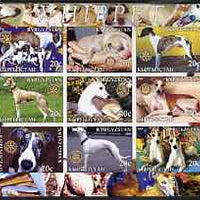 Kyrgyzstan 2004 Dogs - Whippets imperf sheetlet containing 9 values each with Rotary Logo, unmounted mint