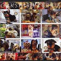 Kyrgyzstan 2004 Dogs - Yorkshire Terriers imperf sheetlet containing 9 values each with Rotary Logo, unmounted mint
