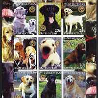 Kyrgyzstan 2004 Dogs - Retrievers imperf sheetlet containing 9 values each with Rotary Logo, unmounted mint