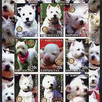 Kyrgyzstan 2004 Dogs - Westies imperf sheetlet containing 9 values each with Rotary Logo, unmounted mint