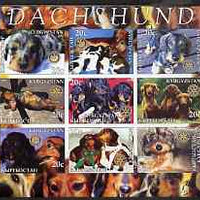 Kyrgyzstan 2004 Dogs - Dachshunds imperf sheetlet containing 9 values each with Rotary Logo, unmounted mint
