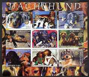 Kyrgyzstan 2004 Dogs - Dachshunds imperf sheetlet containing 9 values each with Rotary Logo, unmounted mint