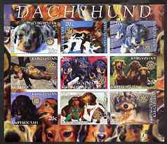 Kyrgyzstan 2004 Dogs - Dachshunds imperf sheetlet containing 9 values each with Rotary Logo, unmounted mint