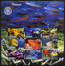 Gambia 2003 Ocean Life imperf sheetlet containing 9 values with Rotary logo, unmounted mint