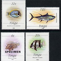 Tonga 1988 Marine Life (Fish) 4 values (4s, 20s, 32s & T$5) opt'd SPECIMEN, between SG 1001 & 1017) unmounted mint*
