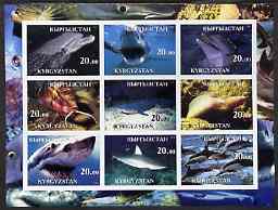 Kyrgyzstan 2001 Whales, Dolphins & Sharks imperf sheetlet containing set of 9 values, unmounted mint