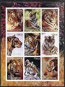 Turkmenistan 2001 Tigers imperf sheetlet containing 9 values unmounted mint