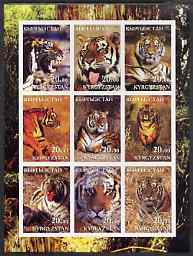 Kyrgyzstan 2001 Tigers imperf sheetlet containing 9 values unmounted mint