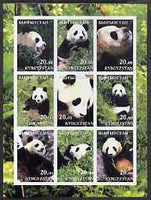 Kyrgyzstan 2001 Pandas imperf sheetlet containing 9 values unmounted mint