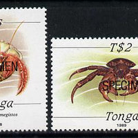 Tonga 1988 Marine Life (Crabs) 6s & T$2 opt'd SPECIMEN unmounted mint, as SG 1003 & 1015