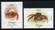 Tonga 1988 Marine Life (Crabs) 6s & T$2 opt'd SPECIMEN unmounted mint, as SG 1003 & 1015