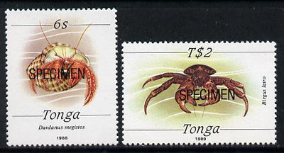Tonga 1988 Marine Life (Crabs) 6s & T$2 opt'd SPECIMEN unmounted mint, as SG 1003 & 1015