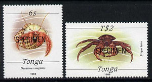 Tonga 1988 Marine Life (Crabs) 6s & T$2 opt'd SPECIMEN unmounted mint, as SG 1003 & 1015