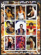 Congo 2003 History of the Cinema #01 imperf sheetlet containing 9 values unmounted mint (Showing Bruce Lee)