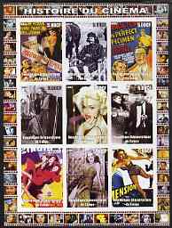 Congo 2003 History of the Cinema #10 imperf sheetlet containing 9 values unmounted mint (Showing Film Posters plus Madonna, etc)
