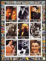 Congo 2003 History of the Cinema #15 imperf sheetlet containing 9 values unmounted mint (Showing Michael Douglas & Clark Gable)
