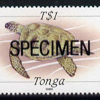 Tonga 1988 Marine Life (Turtle) T$1 value opt'd SPECIMEN, as SG 1013 unmounted mint*