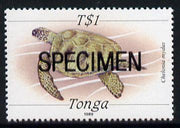 Tonga 1988 Marine Life (Turtle) T$1 value opt'd SPECIMEN, as SG 1013 unmounted mint*