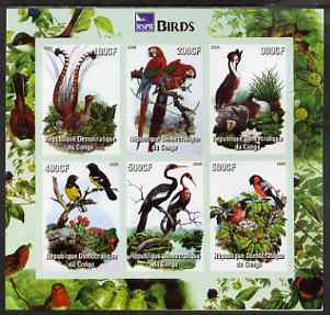 Congo 2005 Audubon Birds imperf sheetlet (with RSPB logo) containing 6 values unmounted mint
