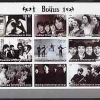 Congo 2003 The Beatles (B&W) imperf sheetlet containing 9 values, unmounted mint