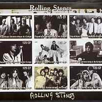 Congo 2003 Rolling Stones imperf sheetlet containing 9 values, unmounted mint