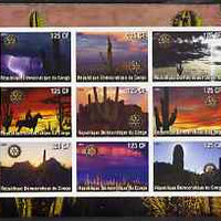 Congo 2003 Cacti imperf sheetlet containing 9 values each with Rotary Logo, unmounted mint