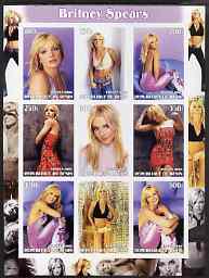 Benin 2003 Britney Spears imperf sheetlet containing 9 values unmounted mint