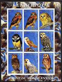 Somalia 2003 Owls imperf sheetlet containing 9 values unmounted mint