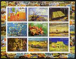 Somalia 2003 Paintings by Vincent Van Gogh #2 imperf sheetlet containing 9 values unmounted mint (horizontal format)