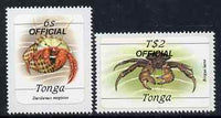 Tonga 1984 Marine Life (Crabs) self-adhesive 6s & T$2 opt'd OFFICIAL, as SG O224 & O234*