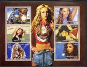 Somalia 2003 Pop Stars #1 imperf sheetlet containing 6 values unmounted mint (Alicia Keys, Kylie, Shakira, Beyonce, Madonna & Aaliyah)